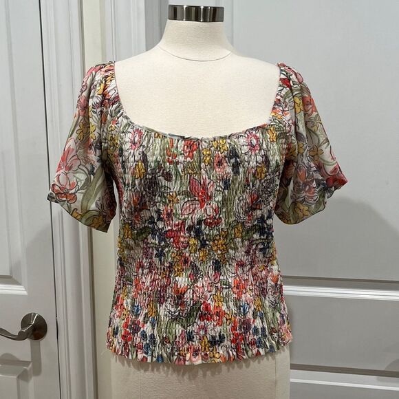 Anthropologie Aurelia Smocked Top Size Large - Picture 3 of 15